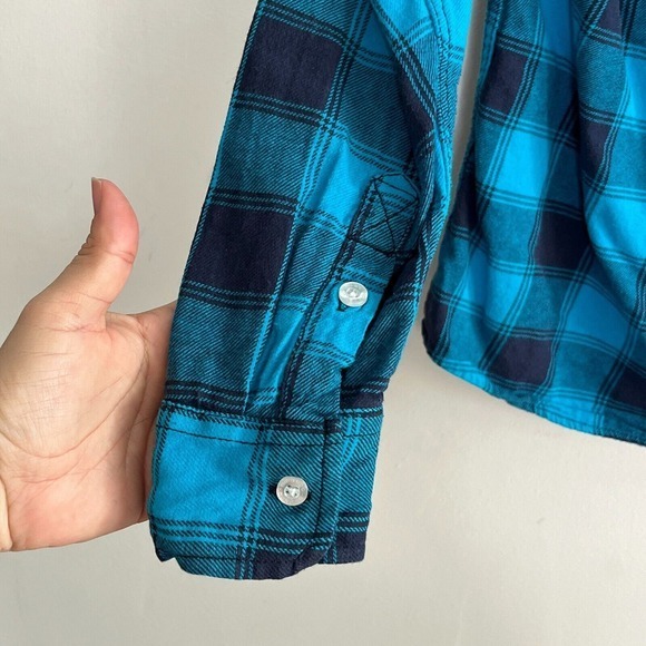 JNCO Flannel Long Sleeve Button Up Shirt Mens S Teal Cowboy Streetwear Chorecore - Picture 4 of 10